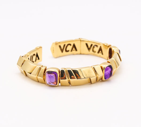 VAN CLEEF & ARPELS Paris Modern Cuff Bracelet In 18Kt Yellow Gold With 3 Amethyst