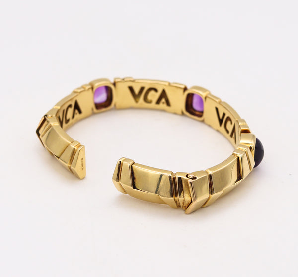 VAN CLEEF & ARPELS Paris Modern Cuff Bracelet In 18Kt Yellow Gold With 3 Amethyst