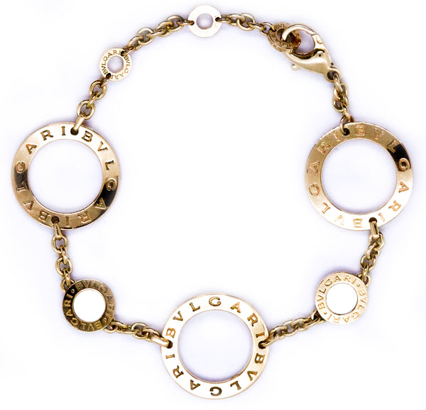 BVLGARI 18 KT YELLOW GOLD LINK BRACELET WITH MOTHER OF PEARLS