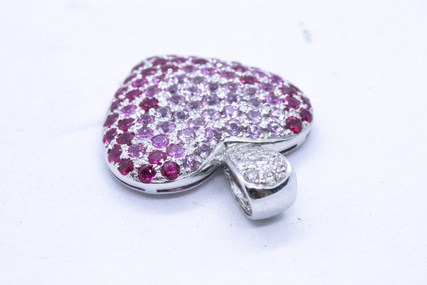 HEART 14 KT PENDANT WITH 3.60 Cts IN DIAMONDS & PINK SAPPHIRES