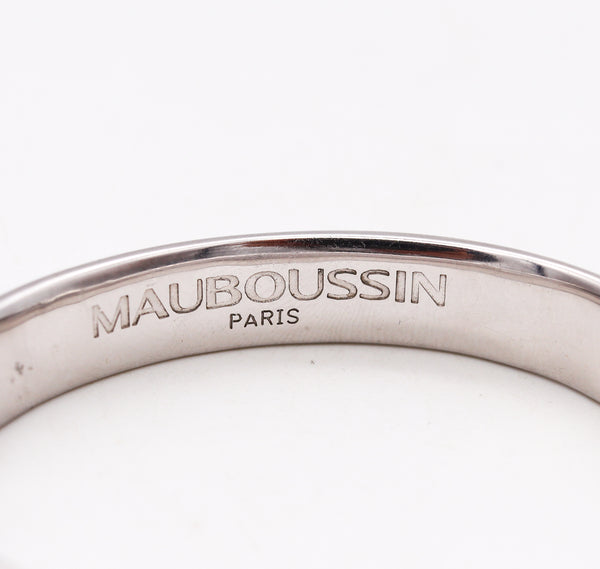 Mauboussin Paris Geometric Bangle Bracelet In 18Kt White Gold With Carved Nacre