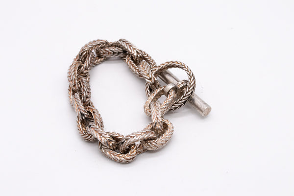 WELLENDORFF GERMANY TEXTURED CHAINED BRACELET IN .925 STERLING SILVER