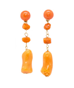 RAJOLA ITALY 18 KT GOLD EARRINGS WITH CORAL
