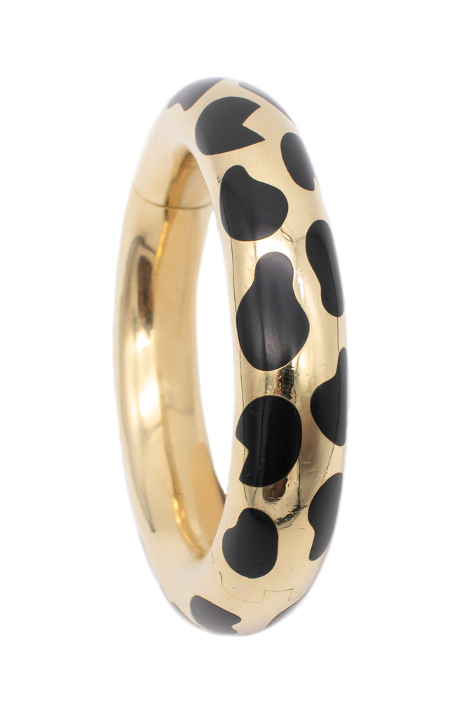 TIFFANY CO BY ANGELA CUMMINGS 18 KT ALLURE BANGLE WITH BLACK JADE