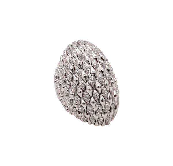 Palmiero Milano Domed Cocktail Ring In 18Kt White Gold With 4.89 Ctw Diamonds