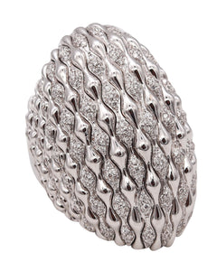 Palmiero Milano Domed Cocktail Ring In 18Kt White Gold With 4.89 Ctw Diamonds