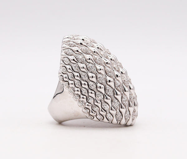 Palmiero Milano Domed Cocktail Ring In 18Kt White Gold With 4.89 Ctw Diamonds