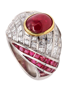 (S)Sabbadini Milano Gia Certified Cocktail Ring in Platinum with 8.48 Ctw In Diamonds & Rubies