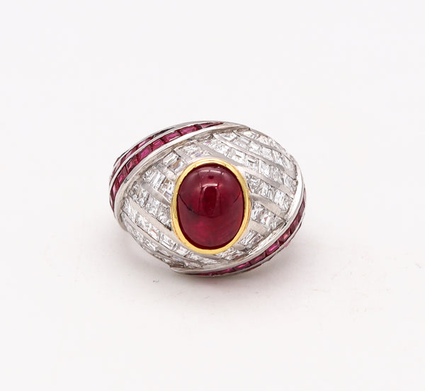 (S)Sabbadini Milano Gia Certified Cocktail Ring in Platinum with 8.48 Ctw In Diamonds & Rubies