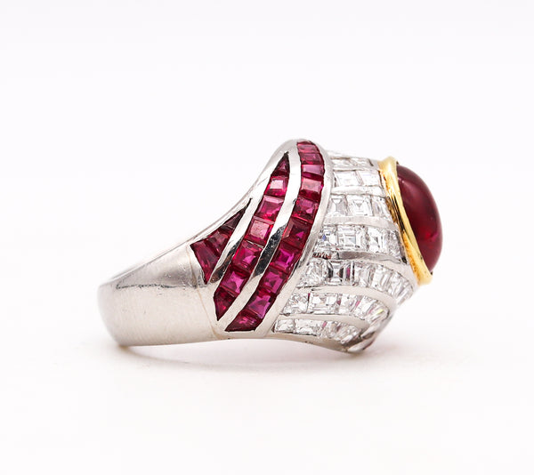 (S)Sabbadini Milano Gia Certified Cocktail Ring in Platinum with 8.48 Ctw In Diamonds & Rubies