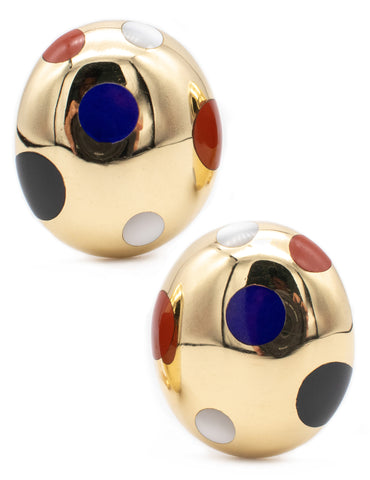 TIFFANY & CO 1970'S BY ANGELA CUMMINGS 18 KT GOLD EARRINGS WITH POLKA DOTS GEMSTONES