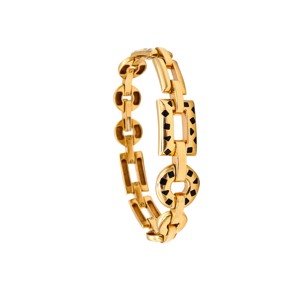 Cartier Paris Rare Panthere Pelage Bracelet In 18Kt Yellow Gold With Black Enamel