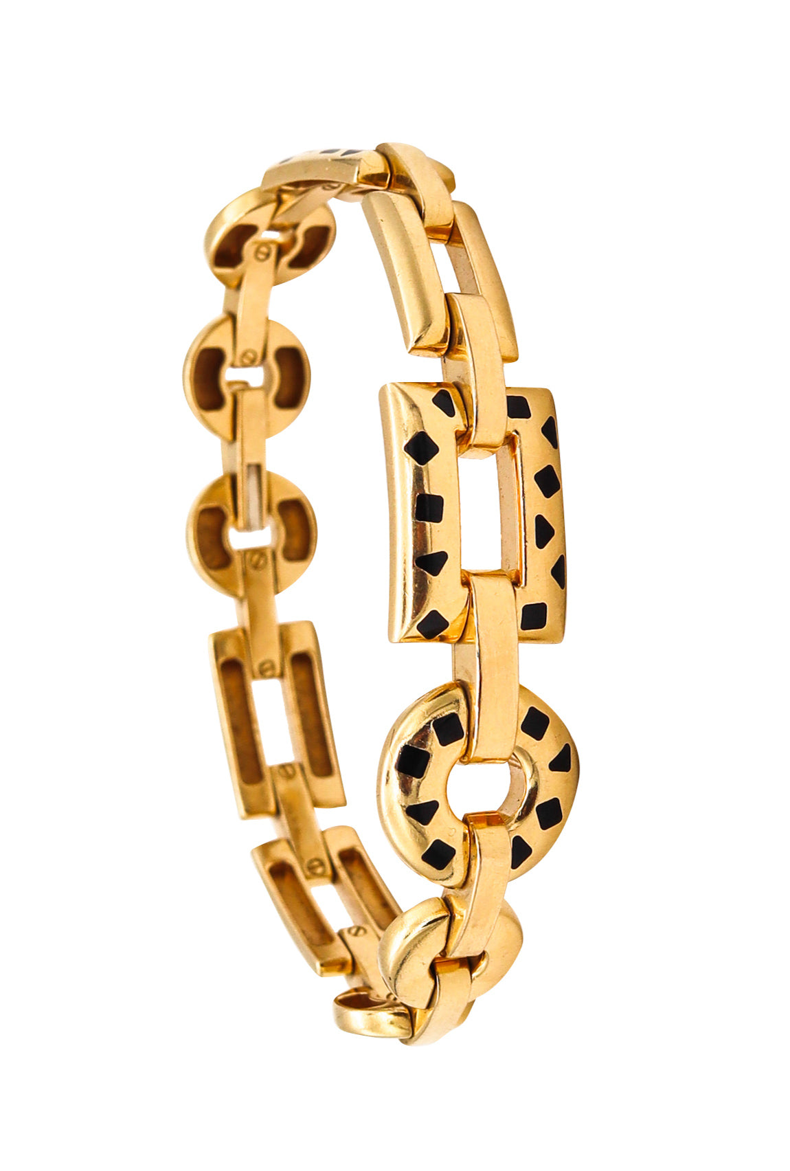 Cartier Paris Rare Panthere Pelage Bracelet In 18Kt Yellow Gold With Black Enamel