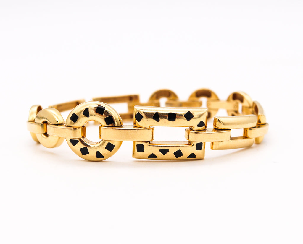 Panthère de Cartier bracelet 18K yellow gold set diamonds, onyx and  Emeralds HP600390