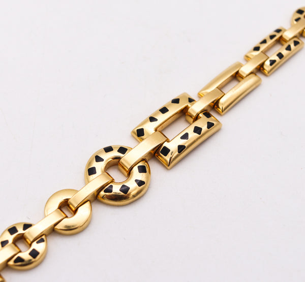 Cartier Paris Rare Panthere Pelage Bracelet In 18Kt Yellow Gold With Black Enamel