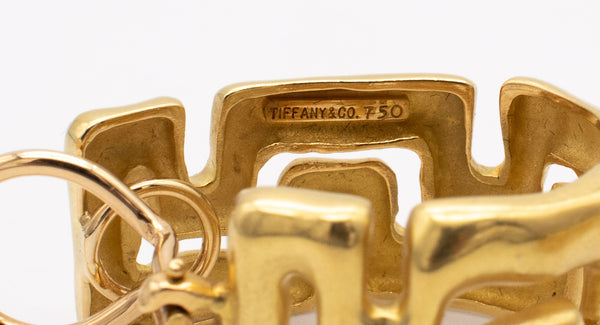 TIFFANY & CO. 18 KT GOLD EARRINGS WITH ETRUSCAN GREEK KEY PATTERN