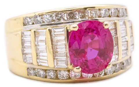 IMPRESSIVE 18 KT RING WITH 6.97 Cts IN DIAMONDS & PINK MADAGASCAR SAPPHIRE