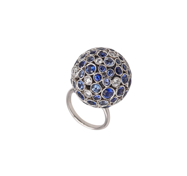 Tiffany & Co. 2016 Rare Prism Orb Ring In Platinum With 9.32 Ctw Diamonds And Sapphires