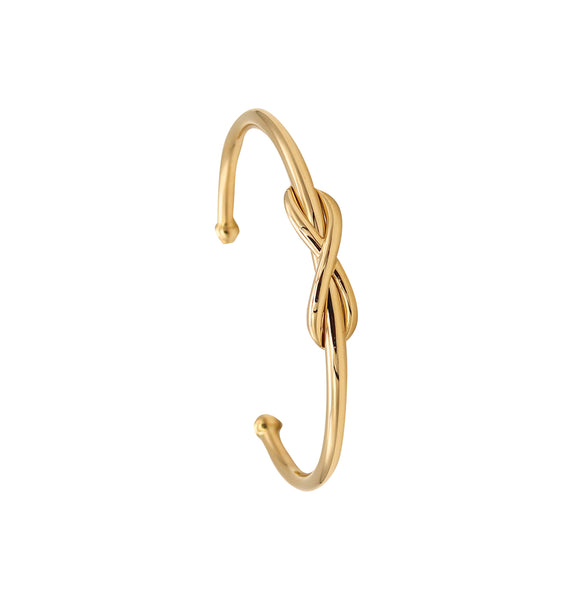 TIFFANY & CO. Infinity Motif Cuff Bracelet In Solid 18Kt Yellow Gold With Boxes