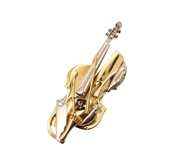 Arman 1970's Rare Sculptural Deconstructed Violin In 18Kt Gold French Edition 8/8