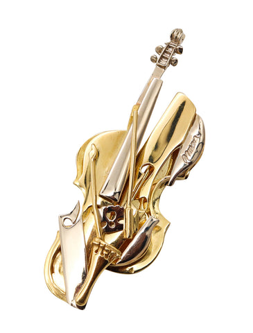 Arman 1970's Rare Sculptural Deconstructed Violin In 18Kt Gold French Edition 8/8