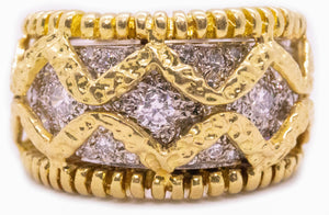 FRENCH 18 KT RING IN YELLOW AND WHITE GOLD WITH 2,72 Cts DIAMONDS