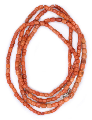 ANTIQUE 1920 ITALIAN CORAL BEADS 48 INCHES LONG NECKLACE