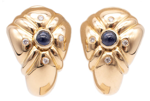 CHAUMET PARIS 18 KT GOLD EARRINGS WITH DIAMONDS AND SAPPHIRES