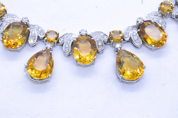 NECKLACE AND EARRINGS 18 KT SUITE WITH 308.16 Cts OF DIAMONDS & ORANGE CITRINE