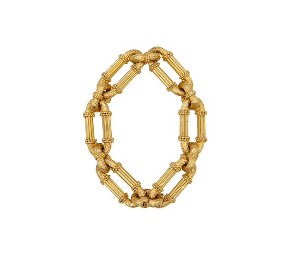 -Carlo Weingrill Italy 1960 Massive Neoclassic Bracelet In Solid 18Kt Yellow Gold