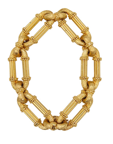 -Carlo Weingrill Italy 1960 Massive Neoclassic Bracelet In Solid 18Kt Yellow Gold