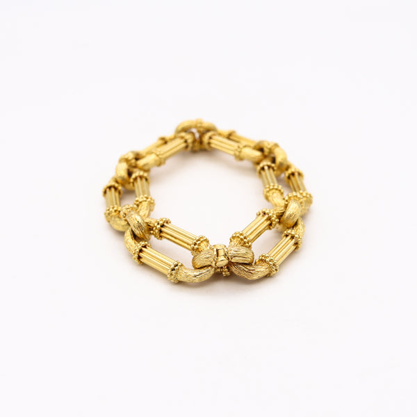 -Carlo Weingrill Italy 1960 Massive Neoclassic Bracelet In Solid 18Kt Yellow Gold