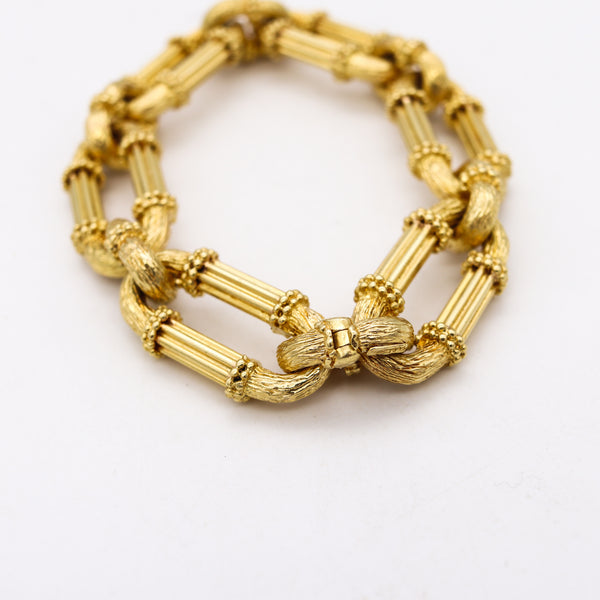 -Carlo Weingrill Italy 1960 Massive Neoclassic Bracelet In Solid 18Kt Yellow Gold