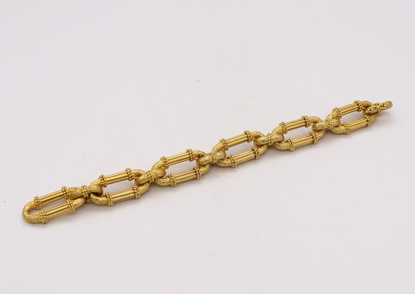 -Carlo Weingrill Italy 1960 Massive Neoclassic Bracelet In Solid 18Kt Yellow Gold