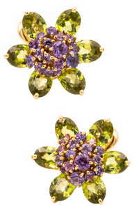 VAN CLEEF & ARPELS HAWAII EARRINGS IN 18 KT WITH 17.24 Ctw IN SAPPHIRES AND PERIDOTS