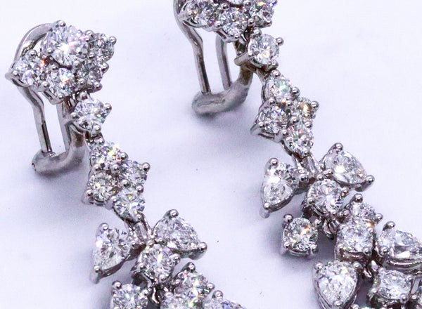 PLATINUM EARRINGS 1950'S WITH EXCEPTIONAL CASCADE OF DIAMONDS