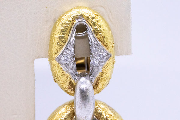 KUTCHINSKY 18 KT GOLD & PLATINUM DOOR KNOCK DROP EARRINGS WITH 1.92 Cts DIAMONDS
