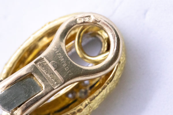 KUTCHINSKY 18 KT GOLD & PLATINUM DOOR KNOCK DROP EARRINGS WITH 1.92 Cts DIAMONDS