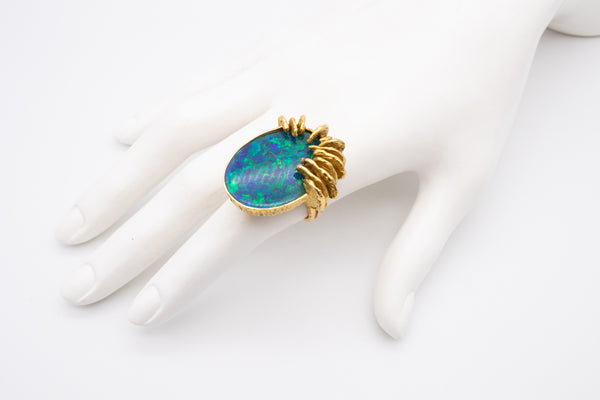 SPRITZER & FURHMANN 1960 MID CENTURY 18 KT MASSIVE RETRO RING WITH A 45 Cts OPAL