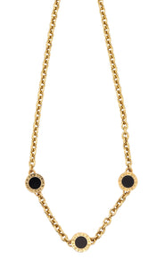 Bvlgari Roma Pendant Links Necklace In 18Kt Yellow Gold With 3 Black Onyxes