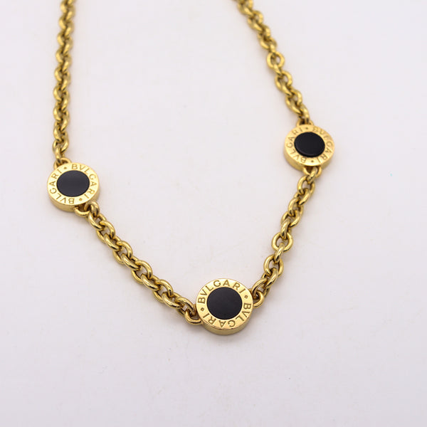 Bvlgari Roma Pendant Links Necklace In 18Kt Yellow Gold With 3 Black Onyxes