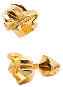 *David Webb 1970 New York vintage 18 kt yellow gold geometric cufflinks