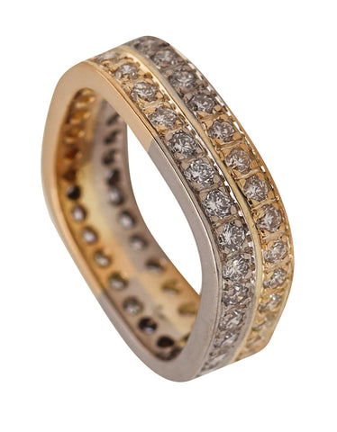 Paul Binder 1970 Swiss Square Eternity Ring In 18Kt Gold With 1.80 Ctw Diamonds