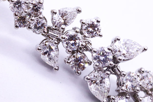 PLATINUM EARRINGS 1950'S WITH EXCEPTIONAL CASCADE OF DIAMONDS