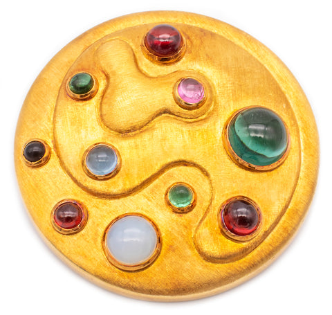 Burle Marx 1970 Brazil 18Kt Pendant Brooch With 12.15 Cts In Natural Color Gemstones