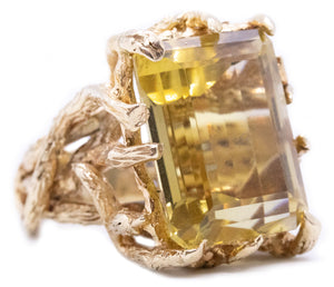 MODERNIST 18 KT ORGANIC 1960 RING WITH 26.51 Cts CITRINE