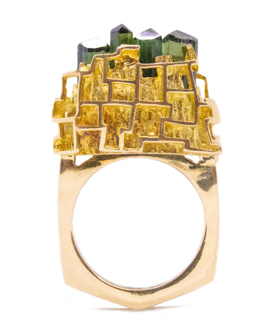 BURLE MARX & BRUNO GUIDI 18 KT AMAZONIA RING WITH GREEN TOURMALINE