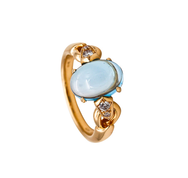 Bvlgari Roma Colorful Ring In 18Kt Yellow Gold With 2.82 Ctw Diamond And Topaz