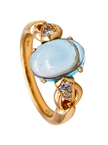 Bvlgari Roma Colorful Ring In 18Kt Yellow Gold With 2.82 Ctw Diamond And Topaz