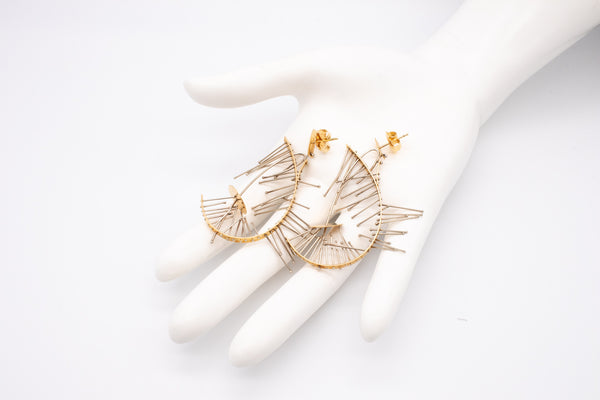 Sebastiano Balbo 1989 Torino One Of A Kind Sculptural Kinetic Long Earrings In 18Kt Yellow Gold